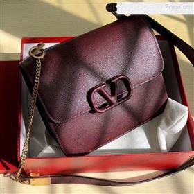 Valentino Large VSLING Grained Calfskin Shoulder Bag 0074L Burgundy 2019 (JIND-9112712)