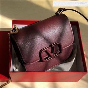 Valentino Small VSLING Grained Calfskin Shoulder Bag 0074S Burgundy 2019 (JIND-9112710)