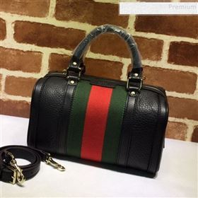 Gucci Small Vintage Leather Web Boston Bag 269876 Black (DLH-9112505)