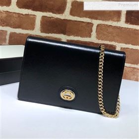 Gucci Leather Interlocking G Chain Card Case Wallet 598549 Black 2019 (DLH-9112510)