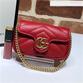 Gucci GG Marmont Matelassé Leather Chain Super Mini Bag 575161 Red 2019 (DLH-9112512)