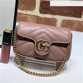 Gucci GG Marmont Matelassé Leather Chain Super Mini Bag 575161 Dusty Pink 2019 (DLH-9112513)