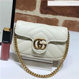 Gucci GG Marmont Matelassé Leather Chain Super Mini Bag 575161 White 2019 (DLH-9112514)