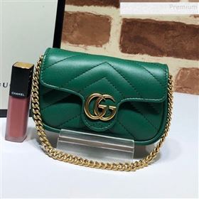 Gucci GG Marmont Matelassé Leather Chain Super Mini Bag 575161 Green 2019 (DLH-9112516)