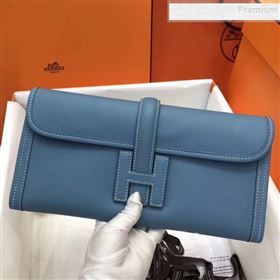 Hermes Jige Elan 29 Epsom Leather Clutch Bag Denim Blue 2019 (XY-9112982)