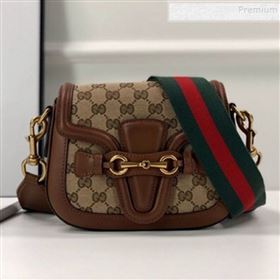 Gucci GG Canvas Small Horsebit Shoulder Bag 384821 Brown 2019 (DLH-9112530)