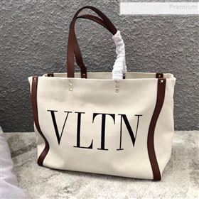 Valentino VLTN Canvas Shopping Tote 0978 Brown Leather 2019 (JIND-9112713)