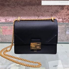 Fendi Kan U Small Calfskin Flap Bag Black/Gold 2019  (AFEI-9112627)