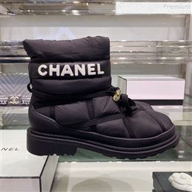 Chanel Down Feather Lambskin Fur Quilted Strap Short Boots Black 2019 (XO-9113022)