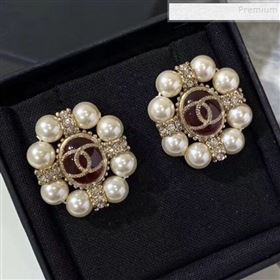 Chanel Pearl Stud Earrings 04 Red 2019 (YF-9112848)