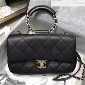 Chanel Quilted Lambskin Medium Flap Bag with Ring Top Handle AS1358 Black 2020 (KAIS-9112901)
