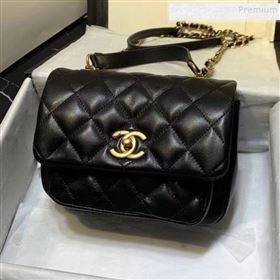 Chanel Quilted Calfskin Medium Flap Bag with Top Handle AS1155 Black 2020 (KAIS-9112903)
