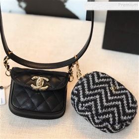 Chanel Quilted Leather Waist Bag and Coin Purse AP0743 Black/White 2019 (FM-9112915)