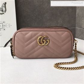 Gucci GG Marmont Mini Chain Bag 546581 Dusty Pink 2019 (DLH-9112921)