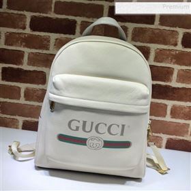 Gucci Logo Print Leather Backpack 547834 White 2019 (DLH-9112923)