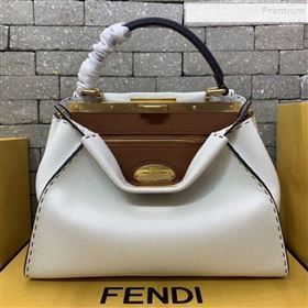 Fendi Peekaboo Iconic Romano Leather Medium Bag White 2019 (AFEI-9112927)