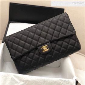 Chanel Quilted Grained Calfskin Flap Clutch A57650 Black 2019 (YD-9092910)