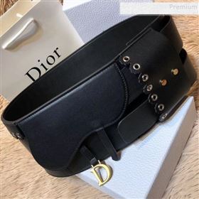 Dior Evelet Calfskin Saddle Corset Belt Black 2019 (CINDY-9101206)