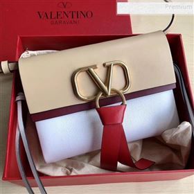 Valentino Small VRing Calfskin Shoulder Bag 0004S White/Beige 2019 (JIND-9101239)