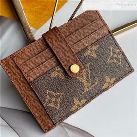 Louis Vuitton Monogram Canvas and Calfskin Porte Cartes Double Zipped Card Holder M66532 Brown 2019 (KD-9100742)