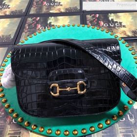 Gucci Crocodile Embossed Leather 1955 Horsebit Small Shoulder Bag 602204 2019 (BLWX-9100812)