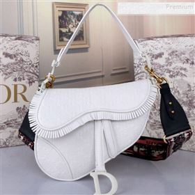 Dior Saddle Medium Bag in Ultra Matte Embossed Leather White 2019 (BINF-9100905)