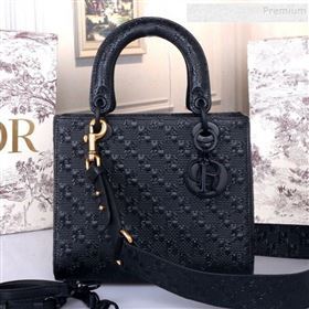 Dior Lady Dior Medium Bag in Ultra Matte Embossed Calfskin Black 2019 (BINF-9100908)