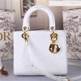 Dior Lady Dior Medium Bag in Ultra Matte Embossed Calfskin White 2019 (BINF-9100911)