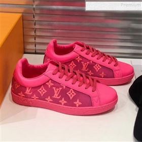 Louis Vuitton Luxembourg Monogram Embroidered Low-top Sneakers Neon Pink 2019 (For Women and Men) (MD-9101120)