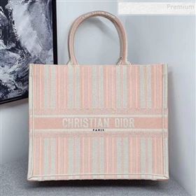 Dior Canvas Stripes Book Tote White/Pink 2019 (BINF-9100904)