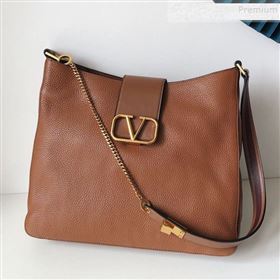 Valentino VSling Grainy Calfskin Hobo Shoulder Bag Brown 2019 (JJ3-9100922)