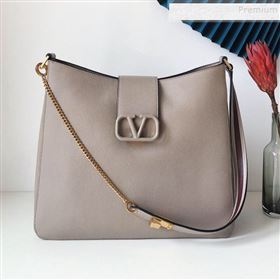 Valentino VSling Grainy Calfskin Hobo Shoulder Bag Grey 2019 (JJ3-9100923)