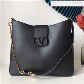 Valentino VSling Grainy Calfskin Hobo Shoulder Bag Black 2019 (JJ3-9100925)