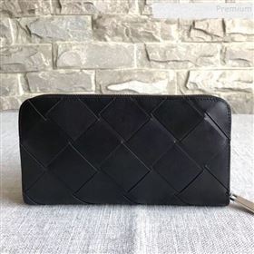 Bottega Veneta Maxi Woven Long Zipped Wallet Black 2019 (MISU-9101022)