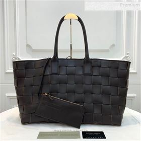 Bottega Veneta Medium Tote Bag in Maxi Woven Leather Dark Brown 2019 (WEIP-9101024)