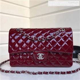 Chanel Patent Calfskin Medium Classic Flap Bag A1112 Burgundy（Silver Hardware） (YD-9122872)
