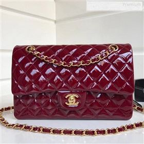 Chanel Patent Calfskin Medium Classic Flap Bag A1112 Burgundy（Gold Hardware） (YD-9122874)