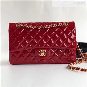 Chanel Patent Calfskin Medium Classic Flap Bag A1112 Red（Gold Hardware） (YD-9122877)