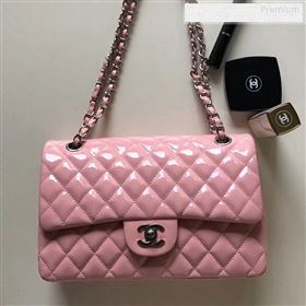 Chanel Patent Calfskin Medium Classic Flap Bag A1112 Pink(Silver Hardware) (YD-9122878)