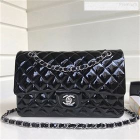 Chanel Patent Calfskin Medium Classic Flap Bag A1112 Black(Silver Hardware) (YD-9122880)