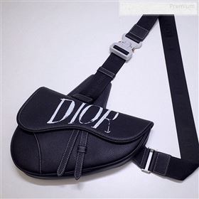 Dior Mens Grained Calfskin Saddle Messenger Bag Black/White 2020 (BF-9122314)
