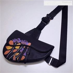 Dior Mens Printed Grained Calfskin Saddle Messenger Bag Black 2020 (BF-9122315)