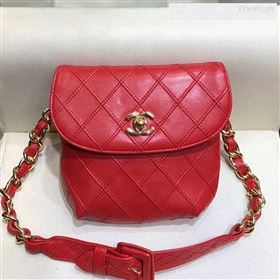 Chanel Vintage Quilted Lambskin Waist/Belt Bag A80063 Red 2019 (SMJD-9122429)