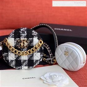 Chanel 19 Tweed Clutch with Chain &amp; Coin Purse AP0986 White/Black 01 2019 (XING-9122434)