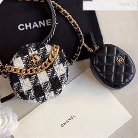 Chanel 19 Tweed Clutch with Chain &amp; Coin Purse AP0986 Black/White 02 2019 (XING-9122435)