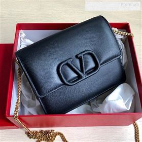 Valentino VLock Grained Calfskin Chain Shoulder Bag 0069 Black 2019 (JD-9122318)