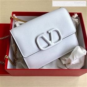 Valentino VLock Grained Calfskin Chain Shoulder Bag 0069 White 2019 (JD-9122317)