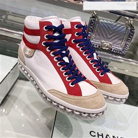 Chanel Lambskin Chain Leather High-top Sneakers G35600 White 2019 (XO-9122330)