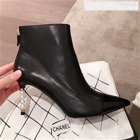 Chanel Lambskin Pearl Heel Short Boots G35548 Black 2020 (KL-9122728)