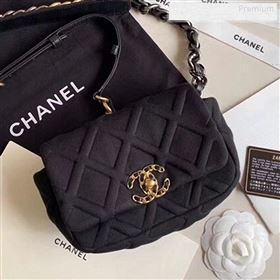Chanel 19 Quilted Jersey Waist/Belt Bag AS1163 Black 2019 (XING-9123005)